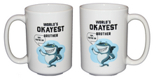 World's Okayest Brother with a Thumbs Up Shark Funny Coffee Mug Gift for Father's Day
