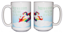 Happy as a Unicorn Eating Cake on a Rainbow Coffee Mug - Larger 15oz Size