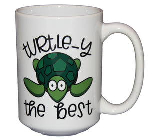 Turtley the Best - Funny Silly Turtle Reptile Puns Coffee Mug - Larger 15oz Size