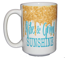 Rise and Grind Sunshine - Funny Glitter Drips Coffee Mug  - Larger 15oz Size