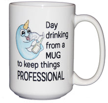 Day Drinking From a Mug to Keep Things Professional - Funny Narwahl Coffee Mug - Coworker Employee Boss Gift - Zoom Meeting