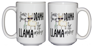 SECOND STRING Save Your Drama for Another Llama - Funny Humor Coffee Mug - Larger 15oz Size