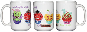 Halloween Cupcakes Coffee Mug - Sweet on the Inside - But BEWARE - I Bite Back - 15oz Large Coffee Mug
