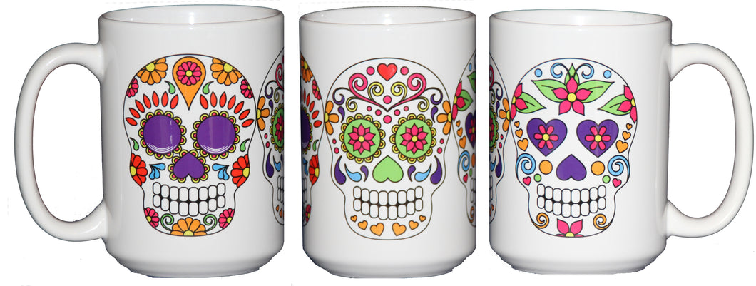 Day of the Dead Sugar Skulls - Dia De Los Muertes - 15oz Large Coffee Mug - Halloween