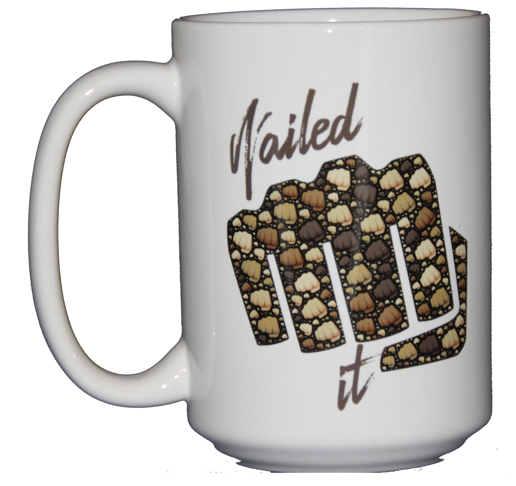 SECOND STRING Nailed It - Inspirational Fist Bump Coffee Mug - Good Job - You Did It - Larger 15oz Size