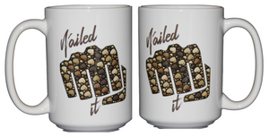 SECOND STRING Nailed It - Inspirational Fist Bump Coffee Mug - Good Job - You Did It - Larger 15oz Size