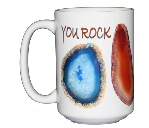 SECOND STRING You Rock Funny Geode Pun Coffee Mug  - Good Job - You Did It - You're Awesome - Larger 15oz Size