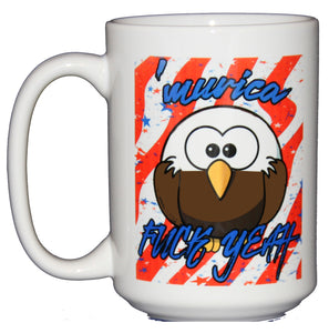 America - Fuck Yeah - Funny Pop Culture Coffee Mug - Bald Eagle - Larger 15oz Size
