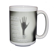 Sarcasm Because Torture Frowned Upon - Funny Coffee Mug for Hilarious People - Larger 15oz Size