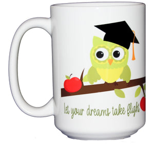 Graduation Owl on a Branch with Apples - Class of 2020 - 15oz Coffee Mug - Let Your Dreams Take Flight