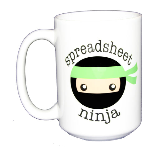 SECOND STRING Spreadsheet Ninja - Funny Coffee Mug for Coworker - Excel Sheets Expert - Larger 15oz Size