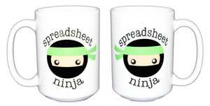 SECOND STRING Spreadsheet Ninja - Funny Coffee Mug for Coworker - Excel Sheets Expert - Larger 15oz Size